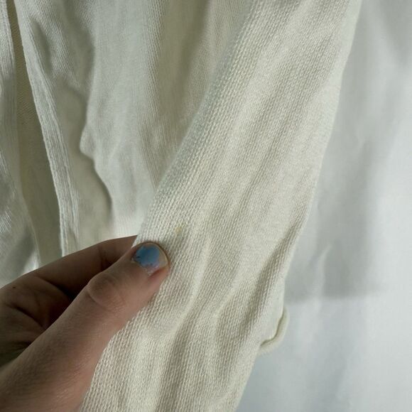 Garnet Hill Kids Cardigan Girls XL White Knit 1/4 Button Cotton Cashmere Long Sl - Picture 9 of 12